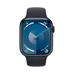 Часы Apple Watch Series 9 45 мм, Корпус из алюминия цвета "тёмная ночь", спортивный ремешок цвета "темная ночь" фото 1
