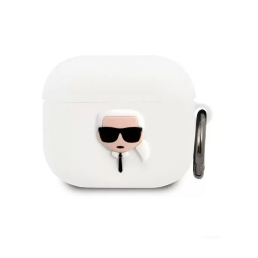 Чехол Lagerfeld для Airpods Pro 2 Silicone case with ring NFT 3D Karl белый Уфа купить в интернет-магазине