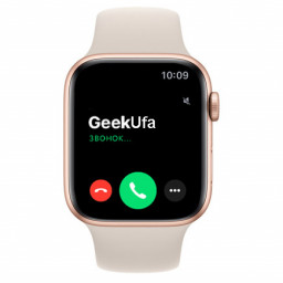 Часы Apple Watch SE 2021, 44 мм, корпус из алюминия золотого цвета, спортивный ремешок цвета сияющая звезда фото 1