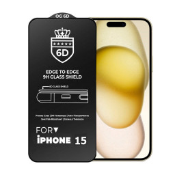 Защитное 6D стекло для телефона iPhone 15 (черное) купить в Уфе
