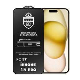 Защитное 6D стекло для телефона iPhone 15 Pro (черное) купить в Уфе