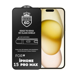 Защитное 6D стекло для телефона iPhone 15 Pro Max (черное) купить в Уфе