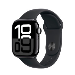 Часы Apple Watch Series 10, 42 мм, корпус из алюминия цвета Чёрный глянец, спортивный ремешок Черного цвета купить в Уфе