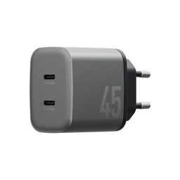 Сетевое зарядное устройство EnergEA Ampcharge GaN45 2xUSB-C 45W Gunmetal купить в Уфе