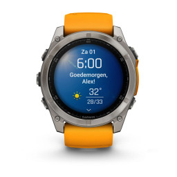 Смарт часы Garmin Fenix 8 51mm Amoled Sapphire Titanium Spark Orange/ Graphite Siliconen Band фото 1