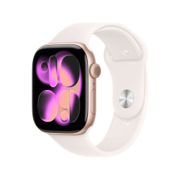 Умные часы Apple Watch Series 11 46 мм, корпус из алюминия цвета Rose Gold, ремешок Sport Band цвета Light Blush купить в Уфе
