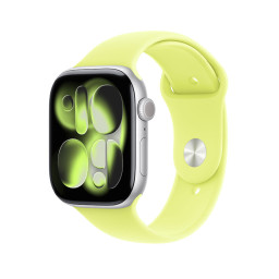 Умные часы Apple Watch Series 11 42 мм, корпус из алюминия цвета Silver, ремешок Sport Band цвета Neon Yellow купить в Уфе