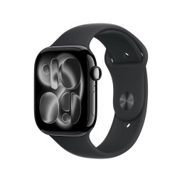 Умные часы Apple Watch Series 11 42 мм, корпус из алюминия цвета Jet Black, ремешок Sport Band цвета Black купить в Уфе