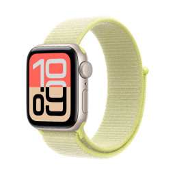 Умные часы Apple Watch SE 3 2025 40 мм, корпус из алюминия цвета Starlight, ремешок Sport Loop цвета Neon Yellow купить в Уфе