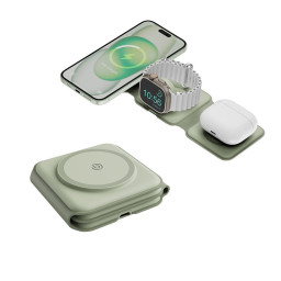 Беспроводное зарядное устройство EnergEA Bazic GoMag Trio PLUS magnetic wireless foldable 15W Sage купить в Уфе