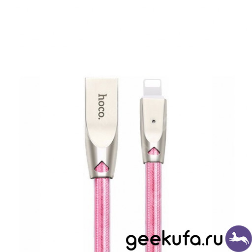 Lightning кабель Hoco U9 Zinc Alloy Jelly Knitted 2m розовый Уфа купить в интернет-магазине