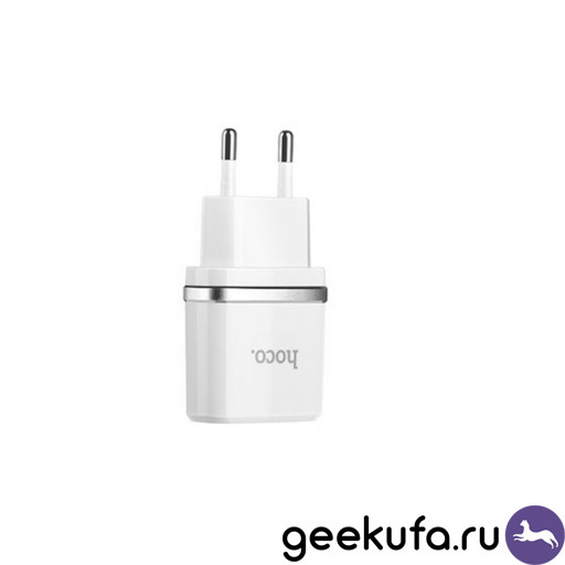 Сетевое зарядное устройство Hoco C12 Smart dual USB charger 2.4A белое Уфа купить в интернет-магазине
