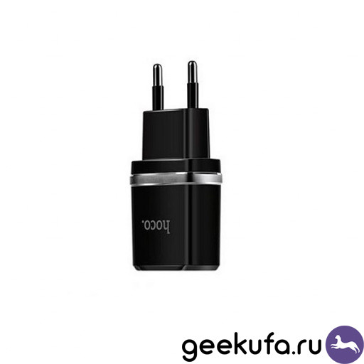 Сетевое зарядное устройство Hoco C12 Smart dual USB charger 2.4A черное Уфа купить в интернет-магазине
