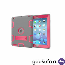 Чехол противоударный для iPad Mini серый с розовой подставкой купить в Уфе