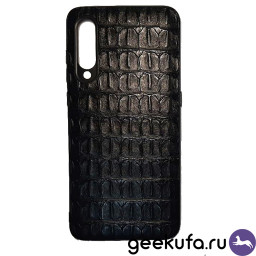 Силиконовая накладка с кожаной вставкой для телефона Mi 9 (черная) купить в Уфе