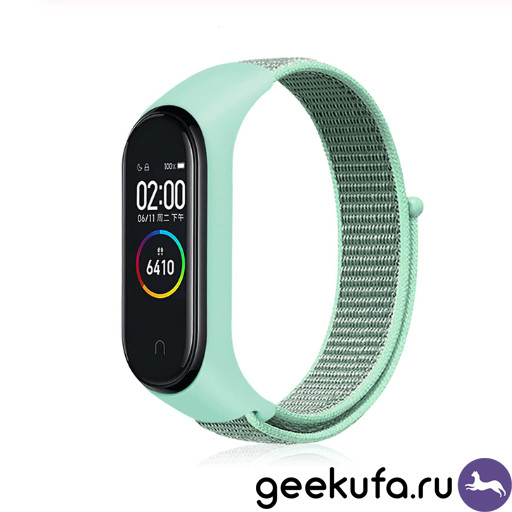 Ремешок нейлоновый для Mi Band 3/4 бирюзовый Уфа купить в интернет-магазине