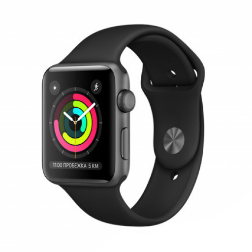 Часы Apple Watch Series 3 42mm Space Gray Aluminum Case with Black Sport Band Уфа купить в интернет-магазине
