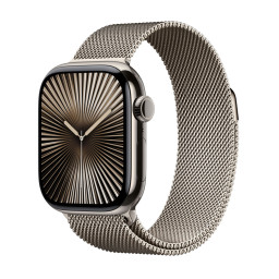 Часы Apple Watch Series 10, 46 мм, корпус из титана натурального цвета, миланский сетчатый браслет натурального цвета купить в Уфе