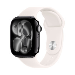 Умные часы Apple Watch Series 11 42 мм, корпус из алюминия цвета Jet Black, ремешок Sport Band цвета Light Blush купить в Уфе