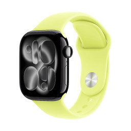 Умные часы Apple Watch Series 11 42 мм, корпус из алюминия цвета Jet Black, ремешок Sport Band цвета Neon Yellow купить в Уфе