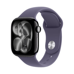 Умные часы Apple Watch Series 11 42 мм, корпус из алюминия цвета Jet Black, ремешок Sport Band цвета Purple Fog купить в Уфе
