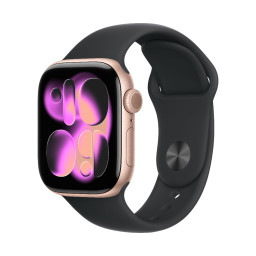 Умные часы Apple Watch Series 11 42 мм, корпус из алюминия цвета Rose Gold, ремешок Sport Band цвета Black купить в Уфе