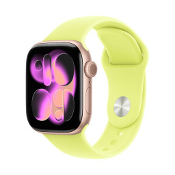 Умные часы Apple Watch Series 11 42 мм, корпус из алюминия цвета Rose Gold, ремешок Sport Band цвета Neon Yellow купить в Уфе