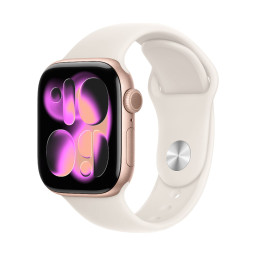Умные часы Apple Watch Series 11 42 мм, корпус из алюминия цвета Rose Gold, ремешок Sport Band цвета Starlight купить в Уфе