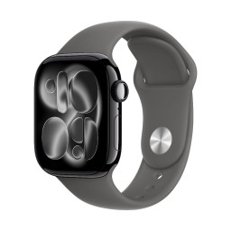 Умные часы Apple Watch Series 11 46 мм, корпус из алюминия цвета Jet Black, ремешок Sport Band цвета Stone Gray купить в Уфе