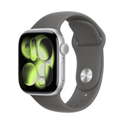 Умные часы Apple Watch Series 11 46 мм, корпус из алюминия цвета Silver, ремешок Sport Band цвета Stone Gray купить в Уфе